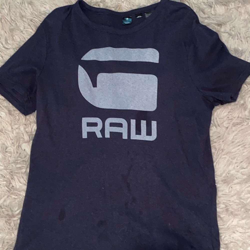 GSTAR RAW NAVY BLUE SHIRT MULTIPLE STAINS